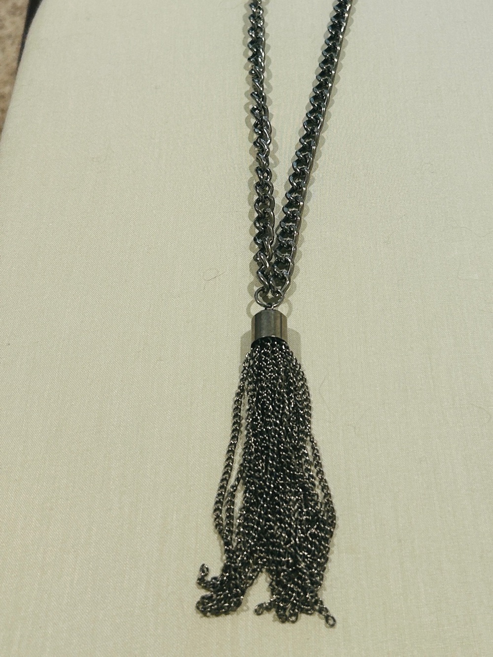 Gunmetal Tassel Pendant Necklace - Women Jewelry